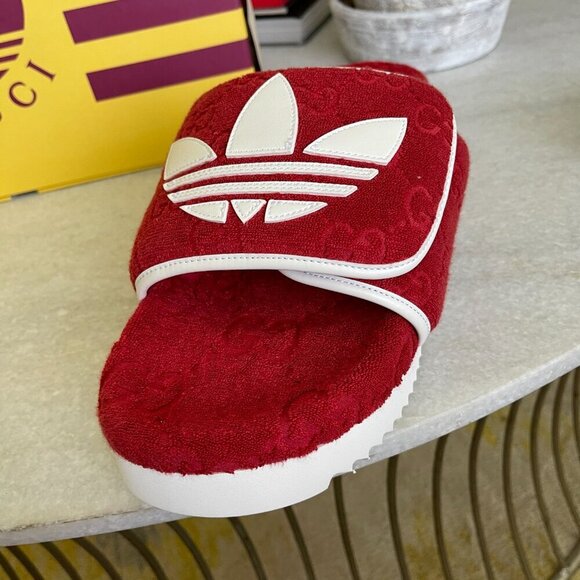 Adidas x Gucci 702412 Mens Slides Sandals Shoe, Red, sz Gucci 9 & 10 - Picture 16 of 16